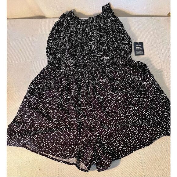 NWT Express Black & White Polka Dot Romper Size Medium -See Detail - Picture 7 of 12